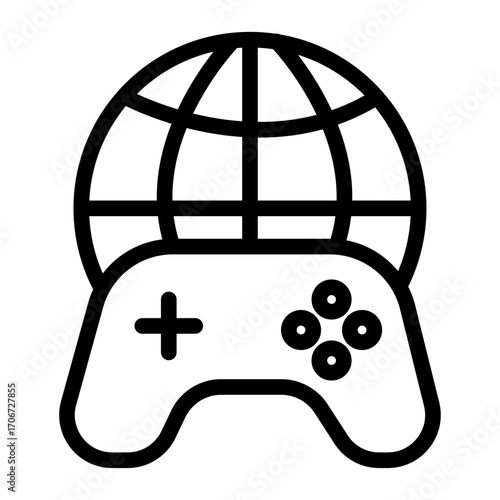 Global Multiplayer Line Icon of Multiplayer Gaming Icon Set