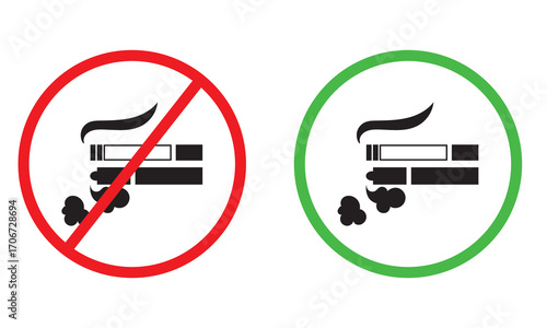 No vaping allowed smoking permitted signs. smoking and  vaping area or allowed symbol. Vector Illustration. 
.