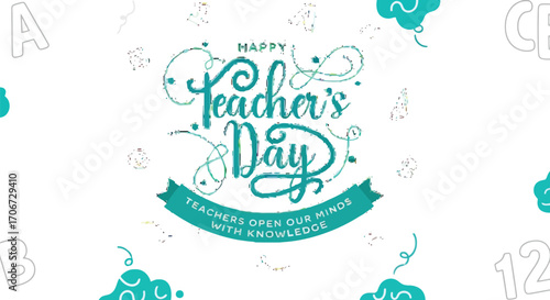 Celebrate educators with vibrant "Happy Teacher's Day" design, inspiring minds through knowledge