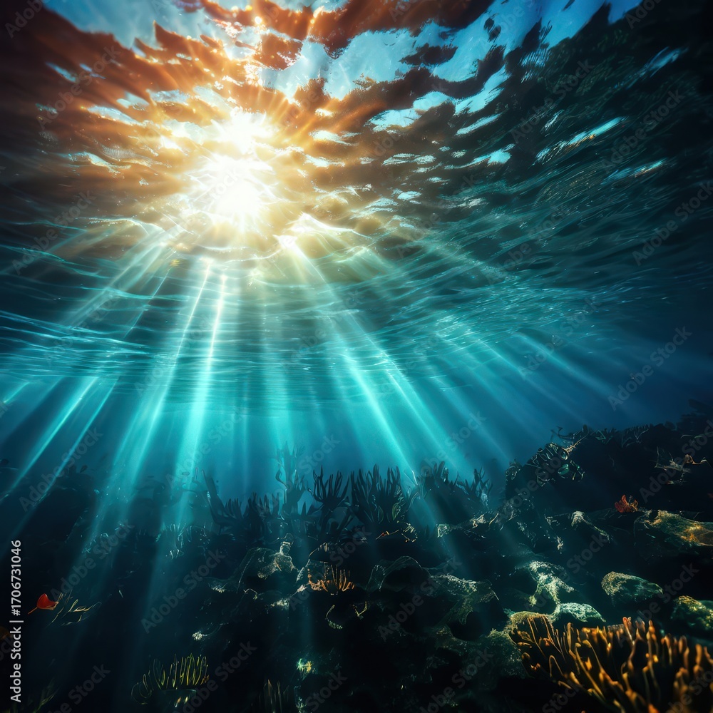 Fototapeta premium an AI Image Generator, an Underwater Coral Reef with Fish