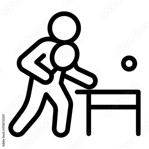 Table Tennis Line Icon of Amateur Sports Icon Set