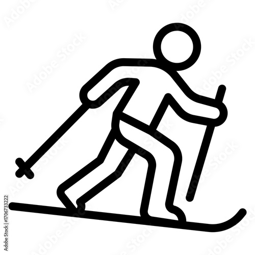 Cross-country Skiing Line Icon of Amateur Sports Icon Set