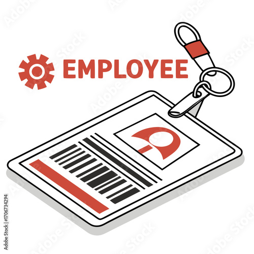 Employee identification badge with barcode and company logo on a lanyard representing access and recognition within an organization