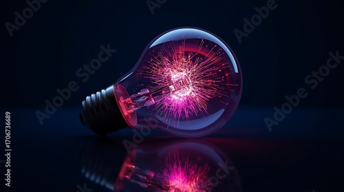 Creative lightbulb concept with glowing energy sparks representing innovation and brilliant ideas