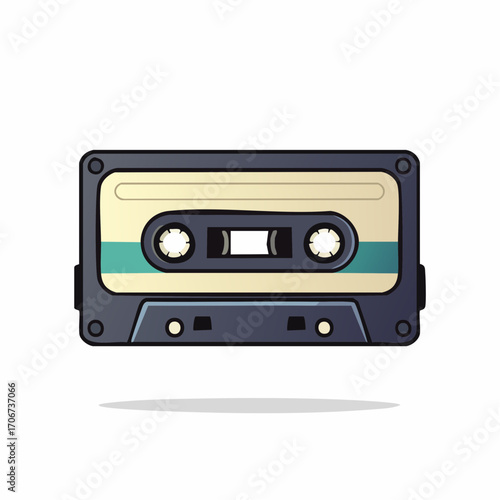 Vintage cassette tape icon isolated on white background, a nostalgic symbol of classic audio