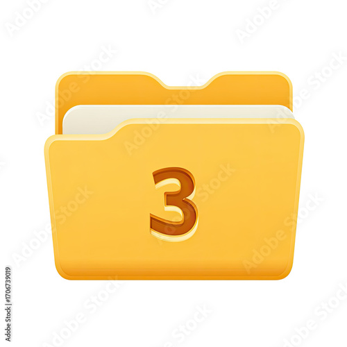 A light gold folder icon, featuring the number three