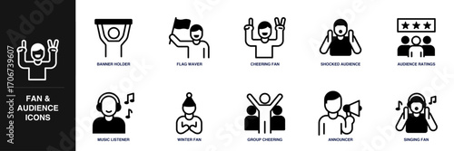 Fan & Audience Line Icon Set