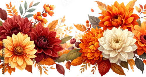 Autumn Forest Flower Path. Fall Landscape with Autumn Blooms. Floral Autumn Forest Scene. Autumn Pathway with Floral Art. Golden Autumn Forest and Flowers. Fall Foliage and Flower Landscape