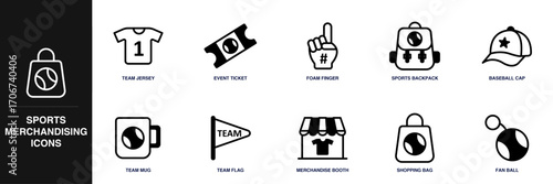 Sports Merchandising Line Icon Set