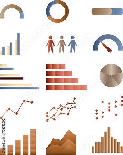 Wallpaper Mural Collection of diverse infographic charts and graphs with gradient colors data statistics Torontodigital.ca