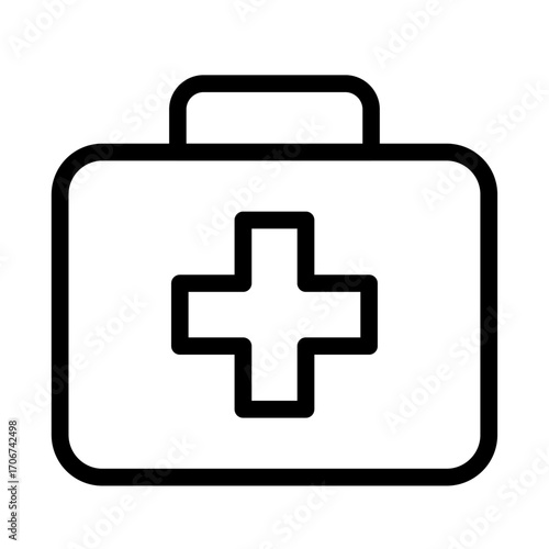 First Aid Kit Line Icon of Sports Injuries Icon Set