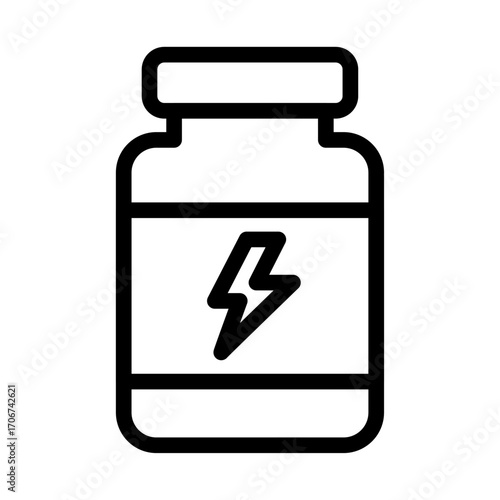 Energy Supplement Line Icon of Nutrition for Athletes Icon Set