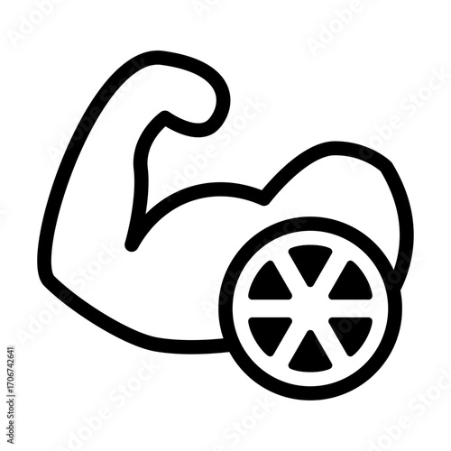 Muscle Building Nutrition Line Icon of Nutrition for Athletes Icon Set