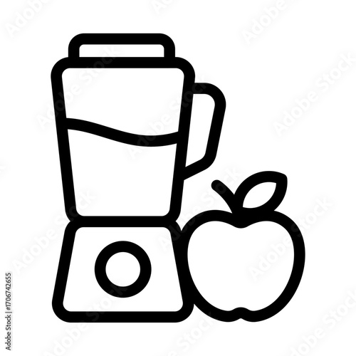 Fruit Smoothie Line Icon of Nutrition for Athletes Icon Set