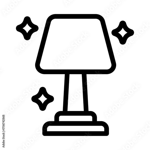 Night Lamp Line Icon of Sleep & Recovery Icon Set