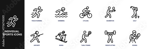 Individual Sports Line Icon Set