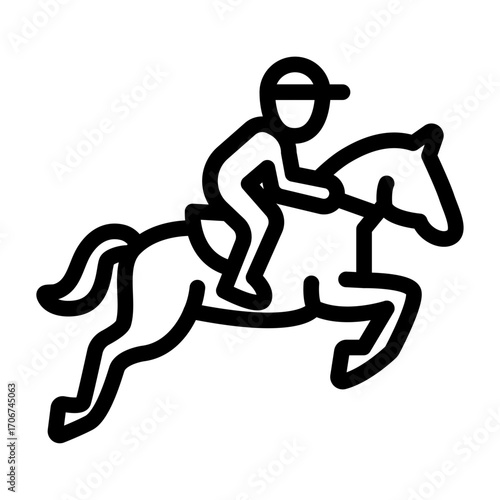 Horse Racing Line Icon of Equestrian Sports Icon Set