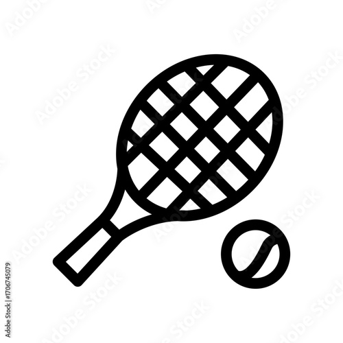 Tennis Racquet & Ball Line Icon of Racquet Sports Icon Set