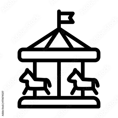 Theme Park Manager Line Icon of Simulation Games Icon Set