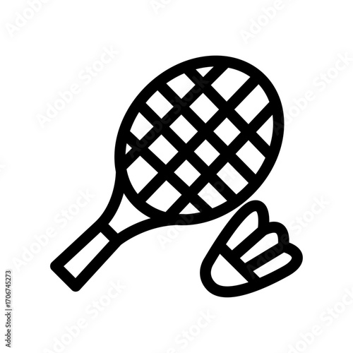 Badminton Racquet & Shuttlecock Line Icon of Racquet Sports Icon Set
