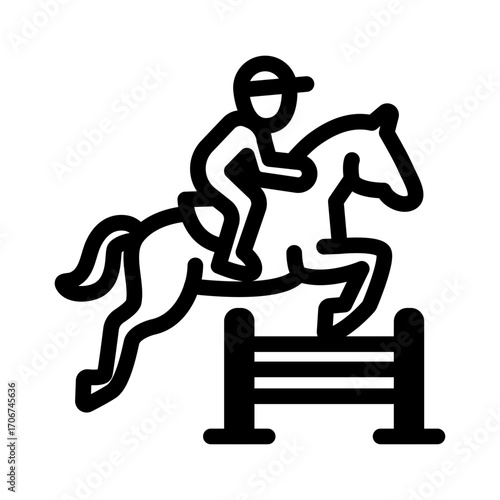 Competitive Jumping Line Icon of Equestrian Sports Icon Set