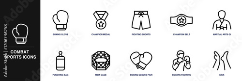 Combat Sports Line Icon Set
