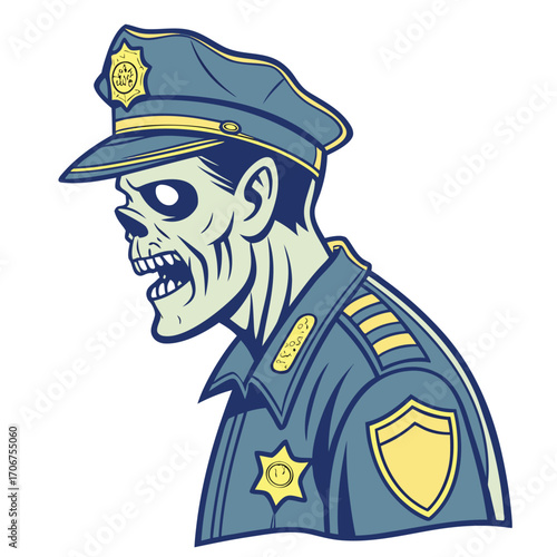 Police Officer Zombie with Badge and Uniform