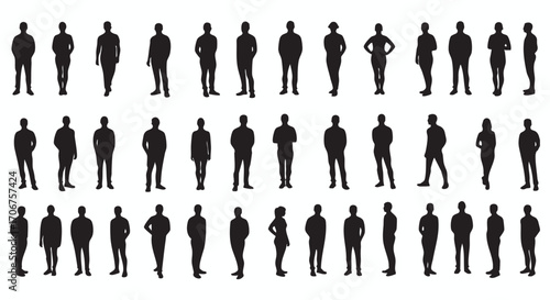 Diverse Crowd Silhouette Vector Illustration People in Motion, Walking, Standing, and Dynamic Poses – A Versatile Graphic Resource