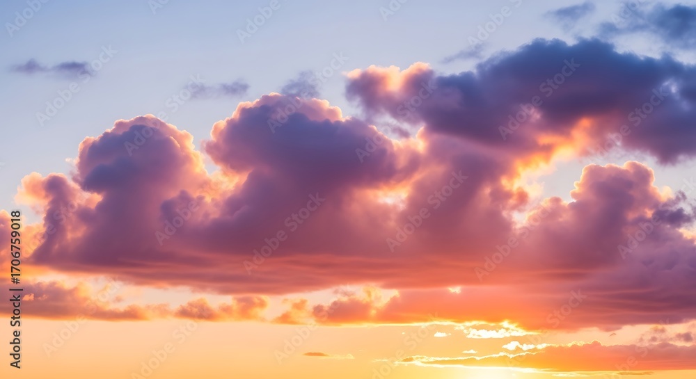 Obraz premium Sunset Clouds with Orange and Purple Hues.