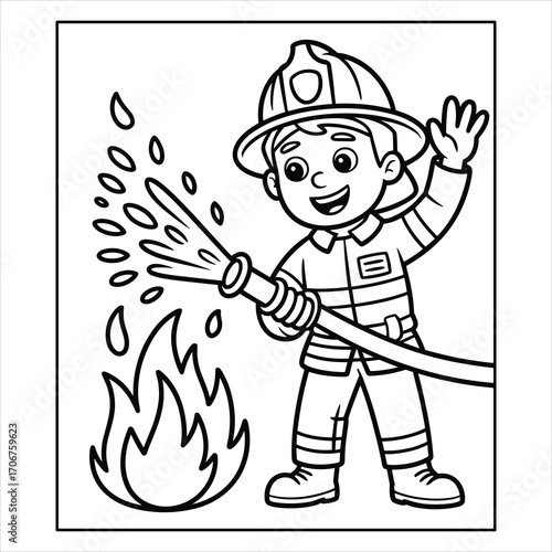 Firefighter Coloring Page for Kids