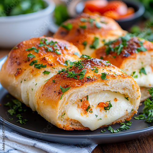 Baking cheesy stuffed bread rolls kitchen food photography home kitchen close-up culinary delight