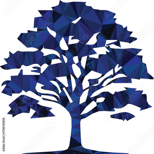 Blue geometric tree abstract branch