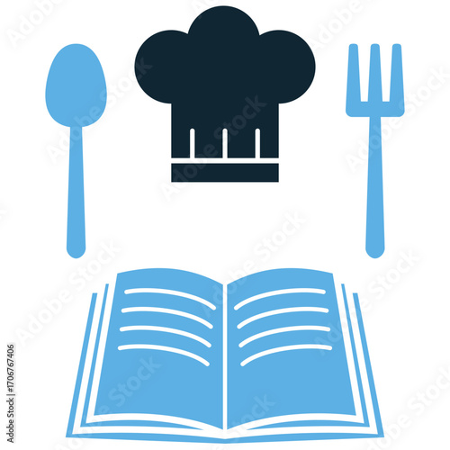 Cook book icon vector. Perfect for cooking blogs, culinary websites, and kitchen themes. A simple, clear symbol representing a collection of cooking instructions.