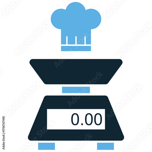 Kitchen scale icon vector. Ideal for cooking, baking, and measurement themes. A simple, clear symbol representing a common tool used for weighing ingredients.