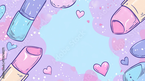 A cute cosmetic-themed background, perfect for use as a decorative backdrop or wallpaper.