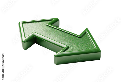 Two overlapping green arrows, diagonally oriented.  3D render, stylized