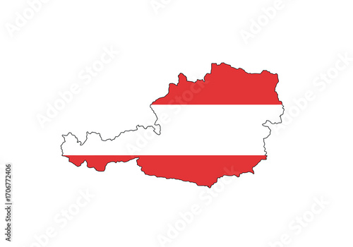 Austrias flag overlaid on its map shape
