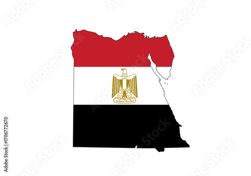 Flag of Egypt superimposed on the countrys outline