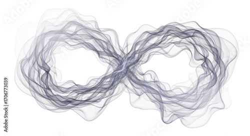 An abstract illustration of intertwined smoke rings on International Coffee Day against a clean white background with gray tones.