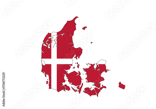 Map of Denmark overlaid with the Danish flag