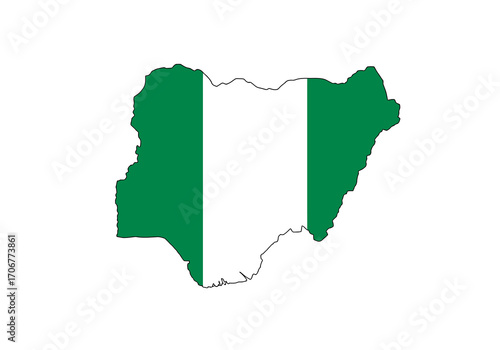Nigeria flag map green bands flank white
