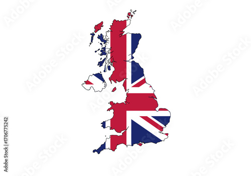 The United Kingdom is represented with the British flag over a map