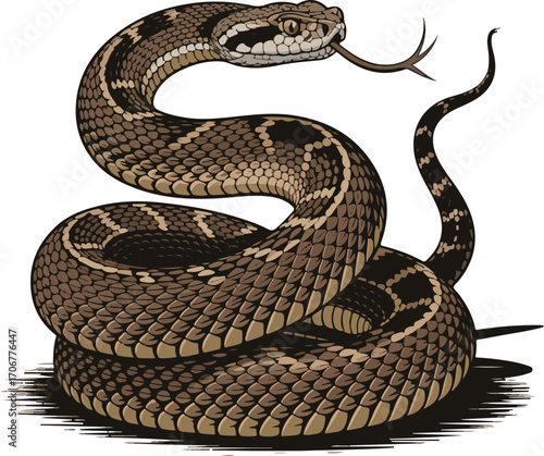 Rattlesnake Vector Illustration on White