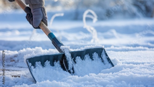 Wallpaper Mural Person shovels snow on a snowy day. Torontodigital.ca