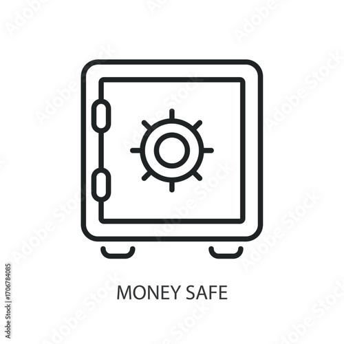 Money safe thin line vector icons.