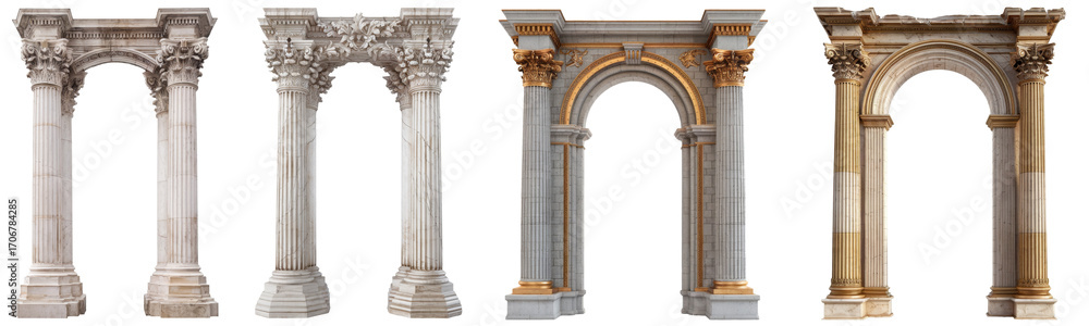 Naklejka premium arches collection, architectural structures, isolated on white background.