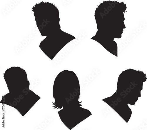 Diverse Human Head and Bust Silhouettes Collection