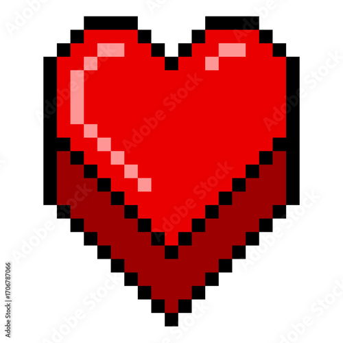 Pixel love button vector. Perfect for social media, dating, and community themes. A modern, digital icon that merges a classic symbol with a pixelated, technology-inspired look.
