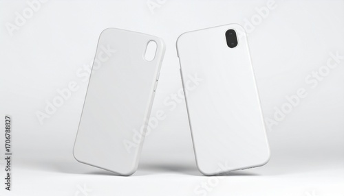 A High Quality Mockup Of Two White Phone Cases, Ideal For Displaying Designs, Showcasing Product Features, And Creating Professional Visuals In A Clean And Modern Style.