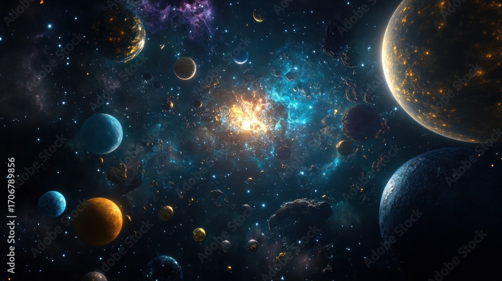 Fototapeta premium Space explosion vivid cosmic scene